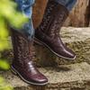 Luxury Handmade Embroidery Mens Boots Retro Western Cowboy Boots Outdoor Knight Boots for Men Mid-calf Leather Boot Botas Hombre