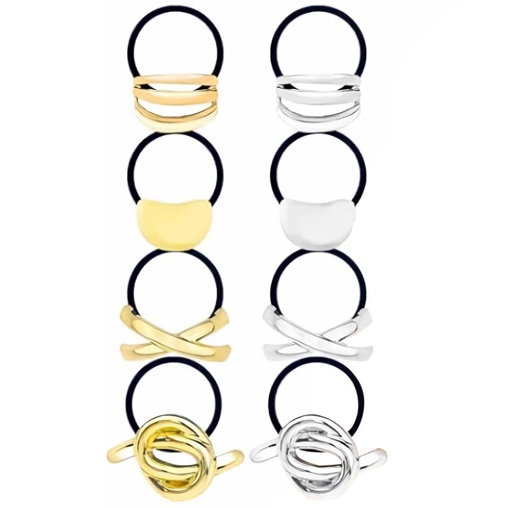 Golden Color Metal Hair Cuff Irregular Shape Hair Rope Classic Elastic Hair Band  Girls