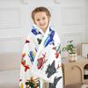Various Cartoon Aircraft Biplane Jet Helicopter Clean White Background Pattern Flannel Throw Blanket, Warm Cozy Blanket