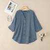ZANZEA Women Casual V-Neck Solid Color 3/4 Sleeve Blouse