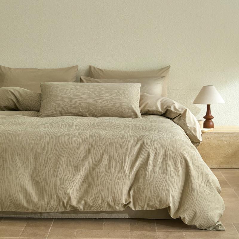 Elegant 3D Jacquard Cotton 4-Piece Bedding Set for Dorms