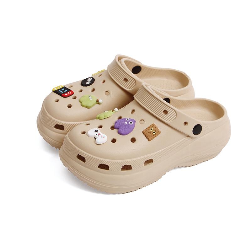 Thick-soled hole shoes women's  new summer wear height-increasing sandals seaside beach bag head half slippers women