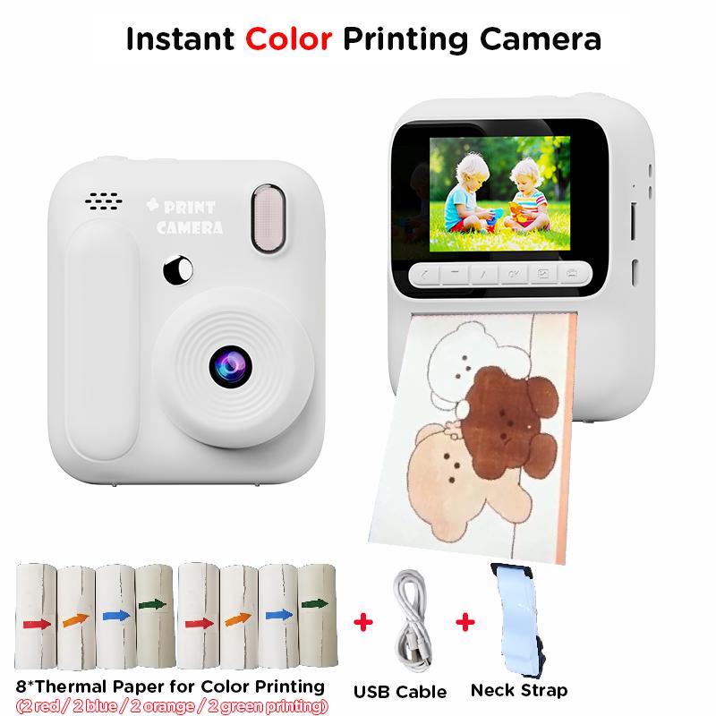 Kids Instant Color Printing Camera 1080P Colorful Po Thermal Print Toys Camera Video Games Music Children Boys Girls Gifts