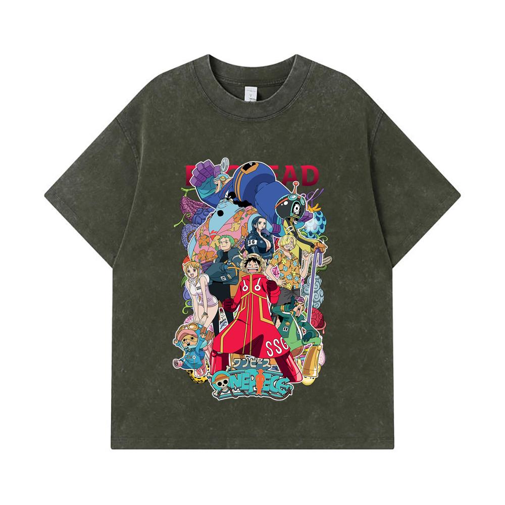 

275 GSM Washed T-shirts 100% Cotton One Piece V57 Egghead Print Unisex Heavy Cotton T Shirt S
