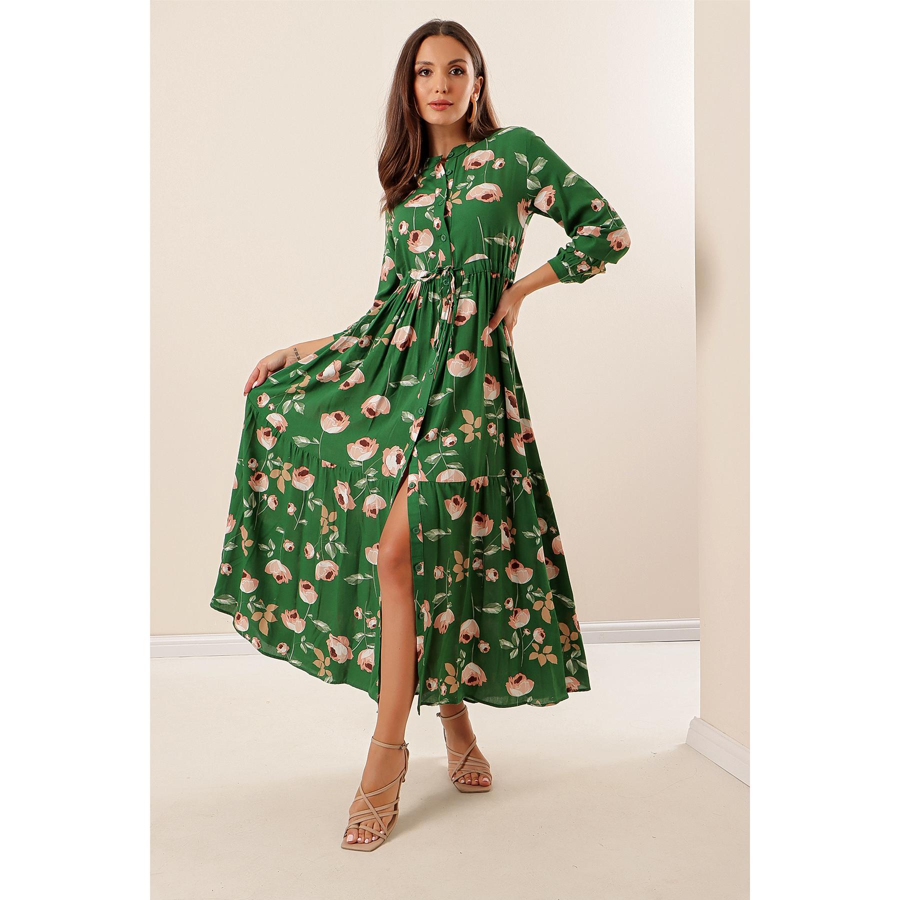 

Длинное платье из вискозы с узором роза