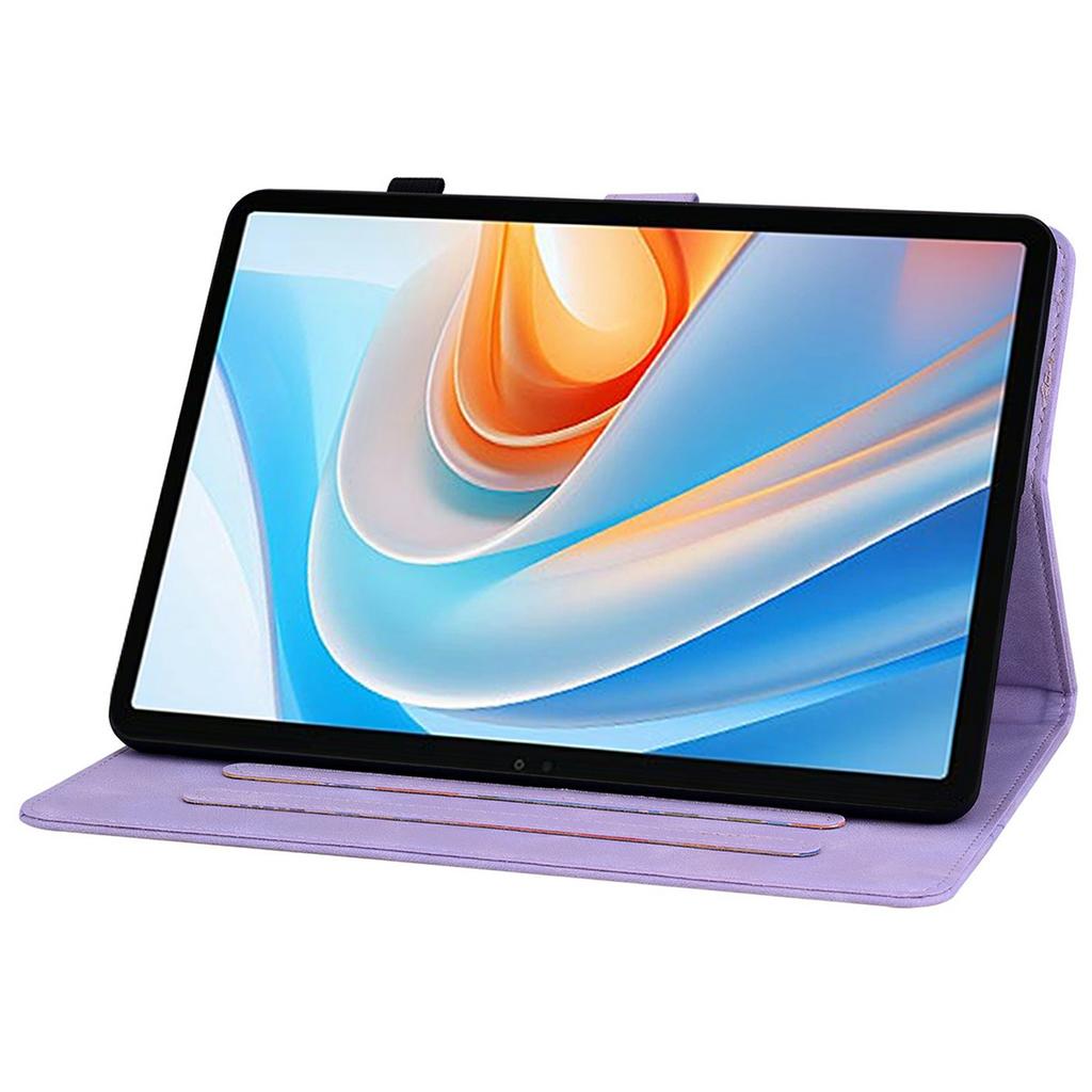 For itel VistaTab 30 Case Lily Flower Imprint Card Slots Leather Tablet Cover