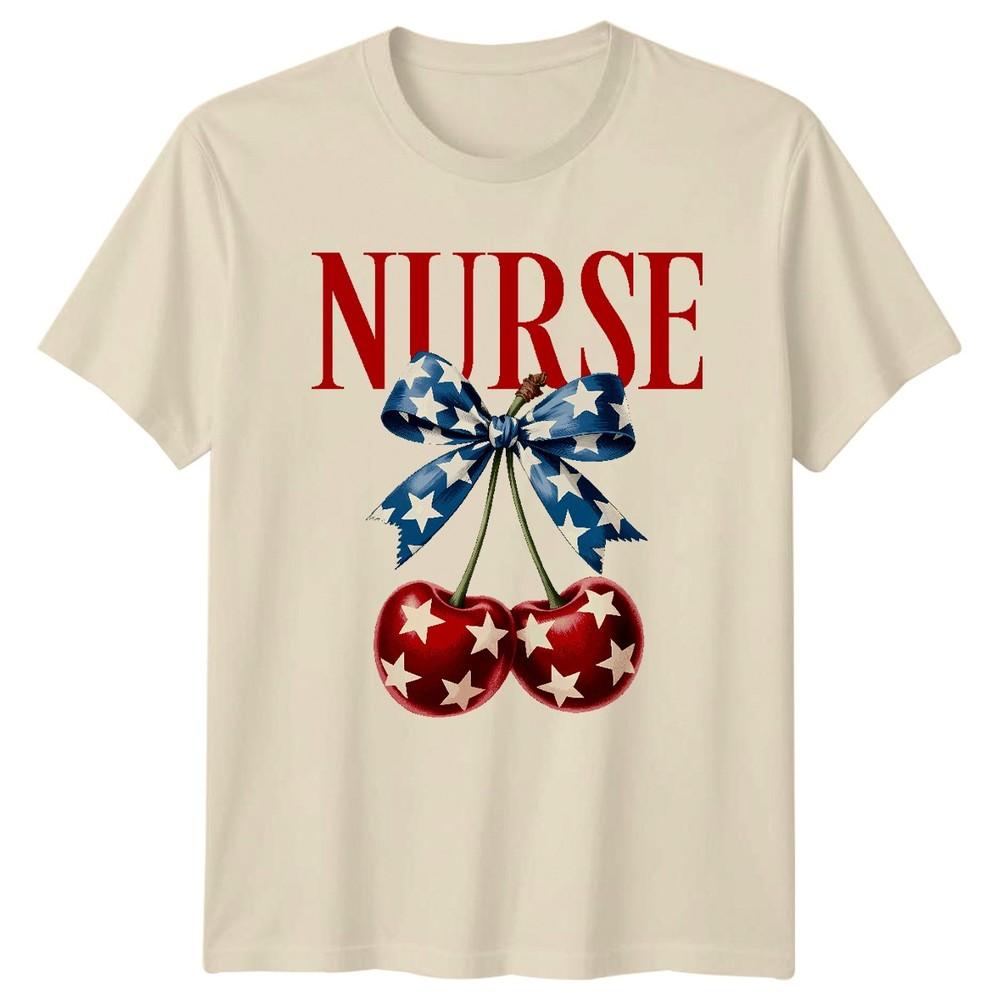 Nurse Cherries Patriotic Nursing Profession Unisexs Unisexs Graphic Tee