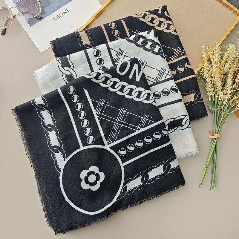 Creative light luxury fashion geometric printing large square scarf women cool high value travel with shawl
