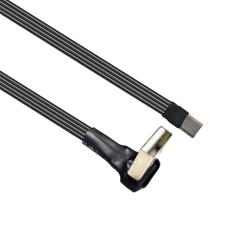 Flat Flexible Right Angled 90 Degree Usb Male to Type C Charging Data Cable 10W for Cellphone Laptop