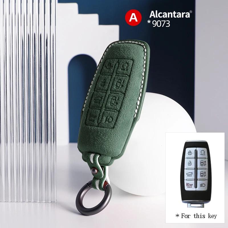 For Genesis G80 GV70 GV80 2019 2020 2021 2022 2023 Car Key Case Auto Cover Shell Suede Accessories Remote Keychain Protector