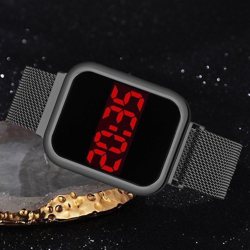Ladies Square Head Multi-function Electronic Watch Quartz Watch Student Outdoor Sports Touch Screen Red Light Electronic Watch
