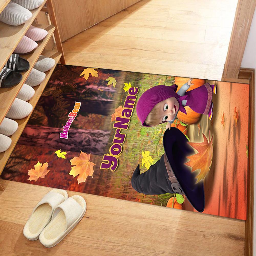 Masha Bear Personalized Name Floor Mat Design for Dining Room Living Rooms Decorate room Study room Anti-slip Rug Office home decor