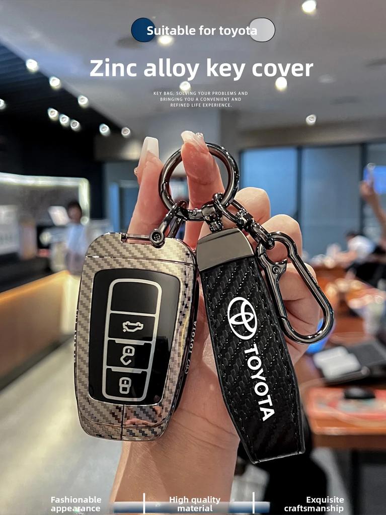 Zinc Alloy Car Key Case Cover Shell Fob For Toyota Prius Camry Corolla CHR C-HR RAV4 Land Cruiser Prado Car Keychain Accessories