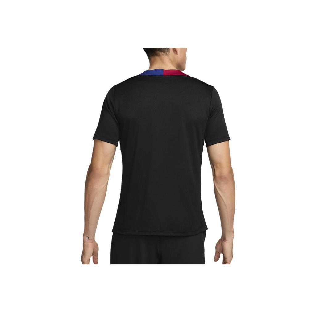 Nike F.C. Tricou de Fotbal Bărbați Barcelona Strike cu Imprimeu Litere, Bloc de Culoare, Gât Rotund, Mânecă Scurtă, Negru FN9816-011