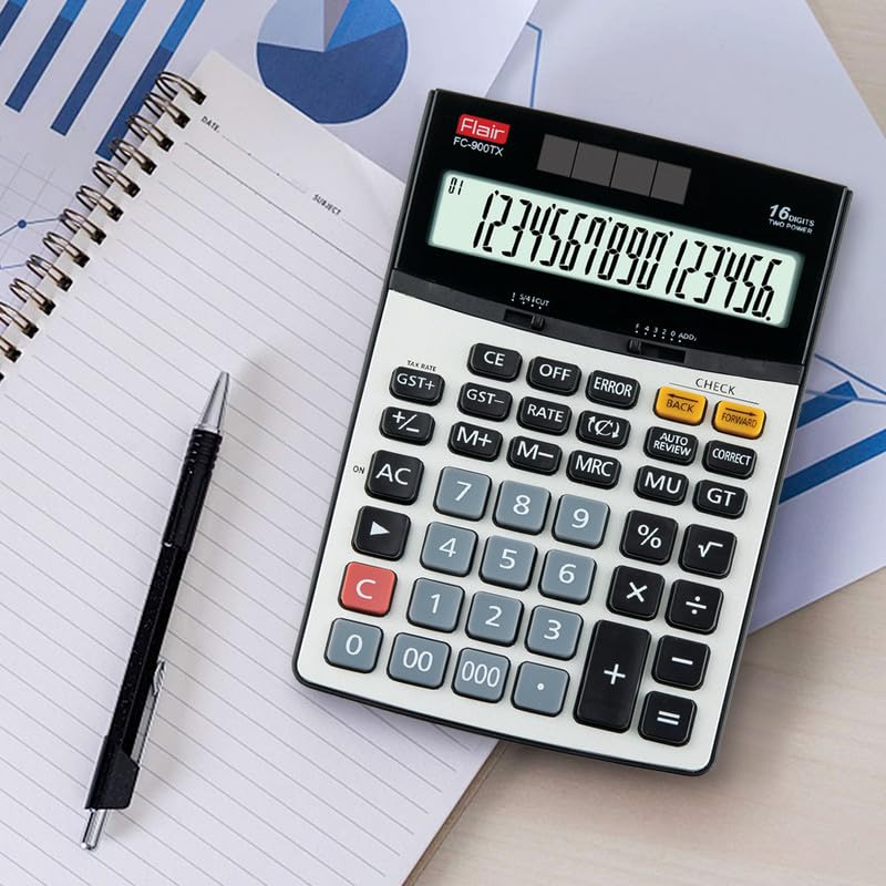 FLAIR FC-900TX GST Function Currency Converter Financial Desktop Calculator 16 Digit Solar Battery Office Home School