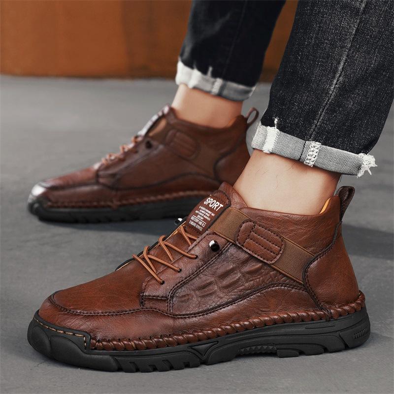 European and American Style Large Size Martin Boots 46 Feet Wide 45 Leather Shoes Men's Shoes Travel Hiking Hiking Shoes 2025