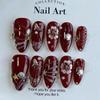 Cross-border Hot-selling Almond Wearing Nail 30 Pieces 3D Three-dimensional Flower Hand-point Drill Starfish Shell Nail Piece Wholesale