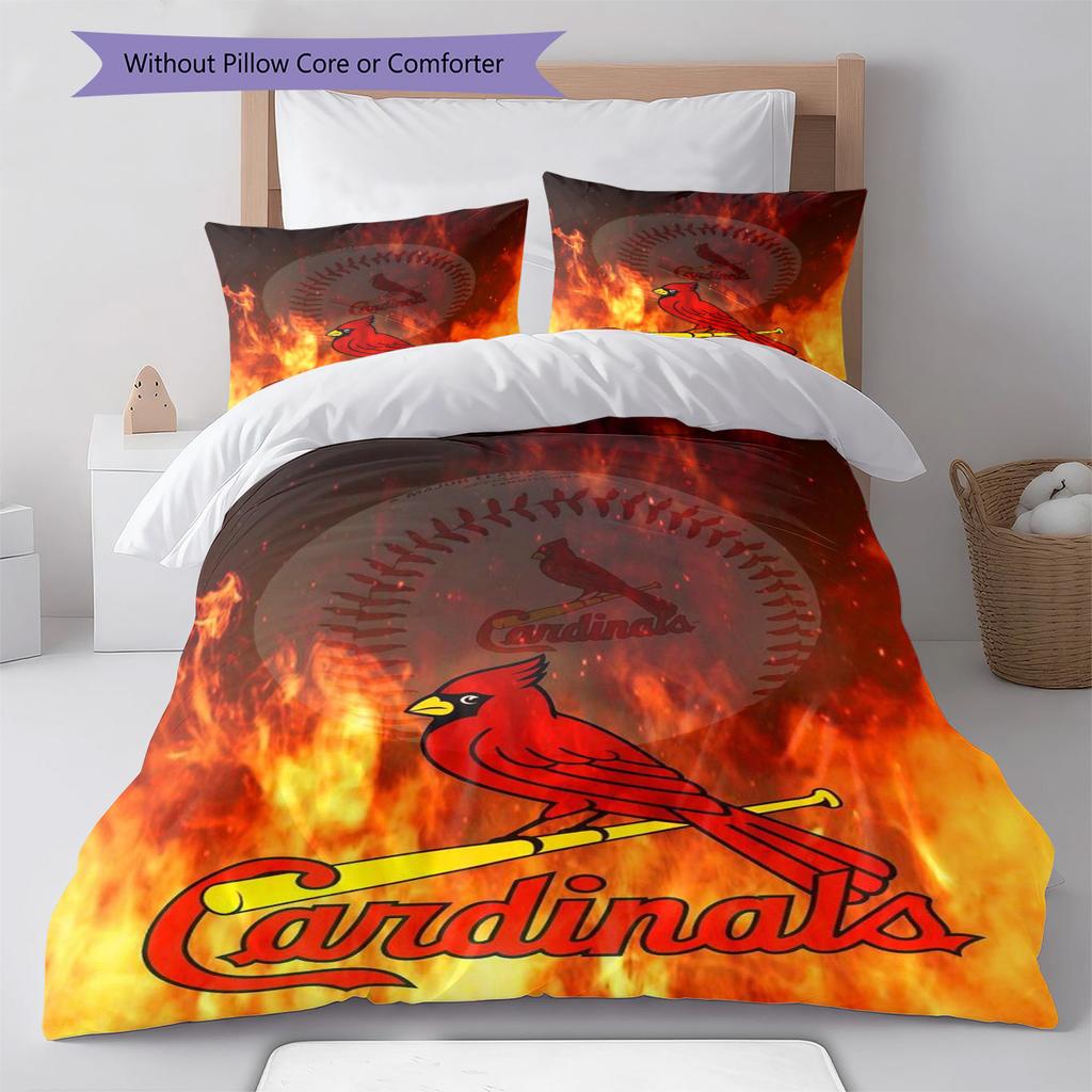 St. Louis Cardinals Logo Pattern Bedding Set Quilt Cover Pillowcase Home Decor Gift (1 * duvet cover + 2 * pillowcase, without core)