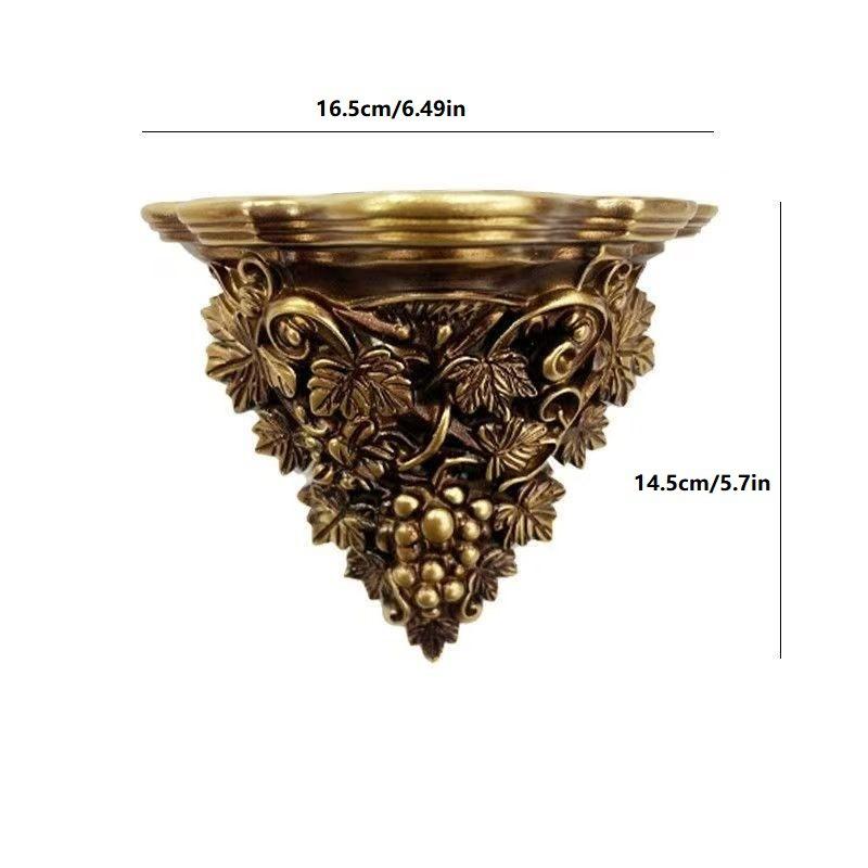 European Vintage Wall Sconce with Carvings, Resin Candle Holder Shelf for Living Room Home Decor