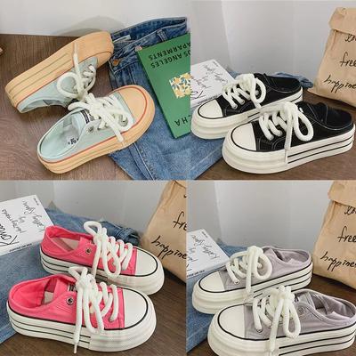 Canvas Shoes for Women Fashion Style Korean Style All-match Breathable Thick-soled Heightened Sports Shoes