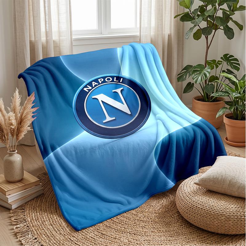 Coperta in Pile di Flanella Morbida Napoli FC Leggera Accogliente Calda Coperta da Lancio per Divano Letto Decorazione per la Casa
