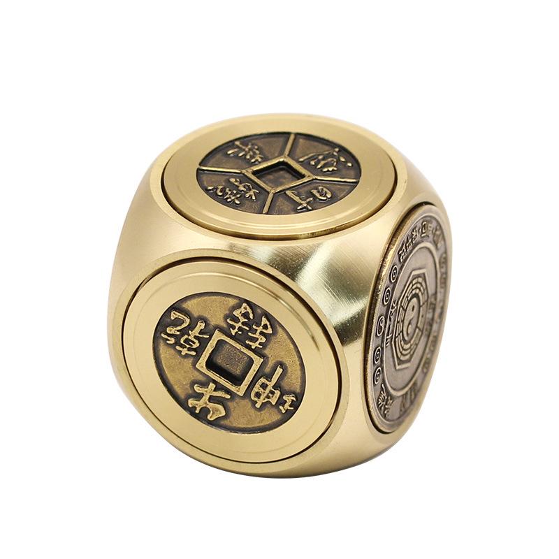 Brass Six-Sided Rotating Fortune Spinner Decompression Ornament