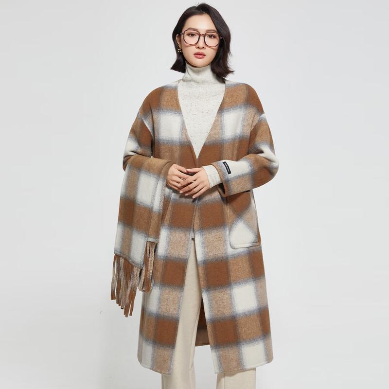 Women's Mid-Length Plaid Double-Sided Wool Coat