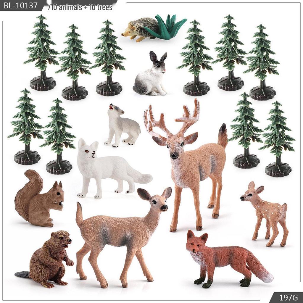 Simulated Christmas Reindeer and White-Tailed Deer Ornament Set