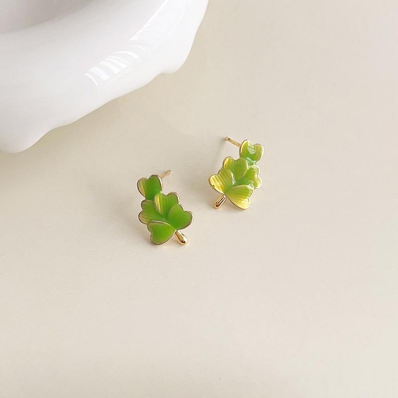 Dripping Enamel Flower Series Real 925 Silver Gold Plant Stud Earrings For Women Small Niche Accessories