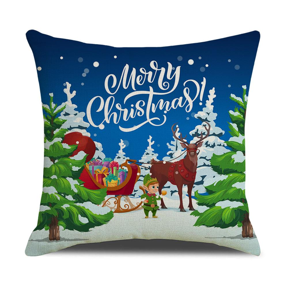 Cartoon Santa Claus Reindeer Series Linen Pillow Cover Nordic Office Sofa Cushion Cover Cushion Cover