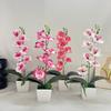 7 Flowers Artificial Orchid Potted Flowers Pink White Pot Artificial Faux Plants Multi-Bloom Plastic Fake Flower Bonsai