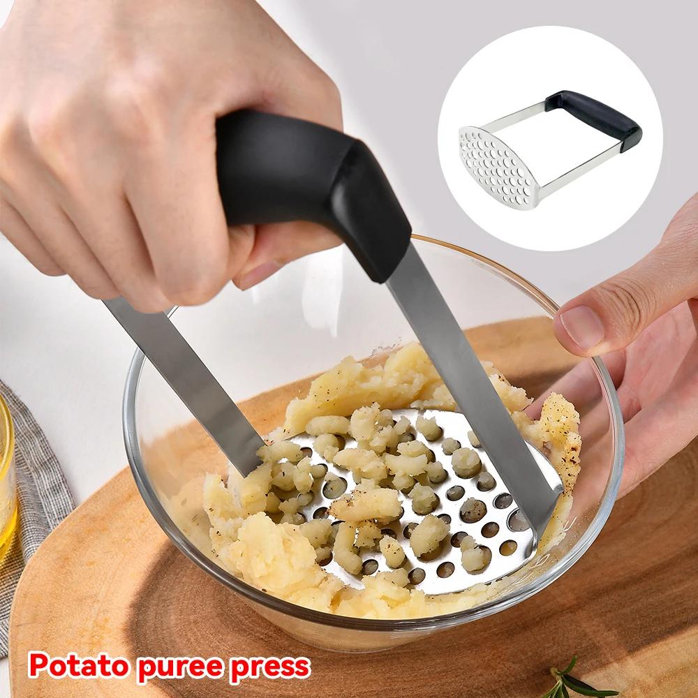 2025 New Stainless Steel Potato Masher Foldable Vegetables and Fruit Ricer Handheld Garlic Presser