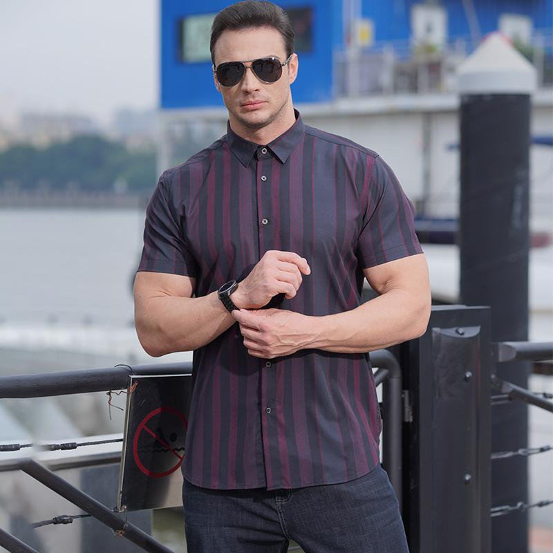 

Plus Size 10XL Men s Spring And Autumn Short Sleeved Shirt, Men s Casual Loose Elastic Shirt 225/10XL червоний