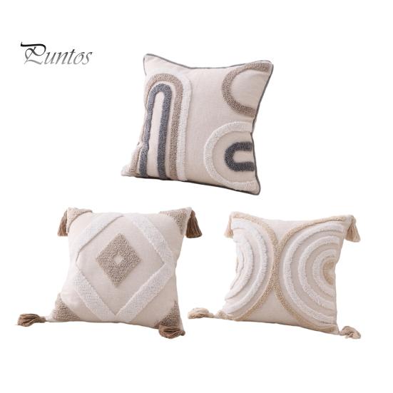 Bay Window Cushion Cover Bohemian Geometric Tufted Throw Pillow with Tassels Case Decorative Boho for Home Farmhouse Sofa Couch Bedroom