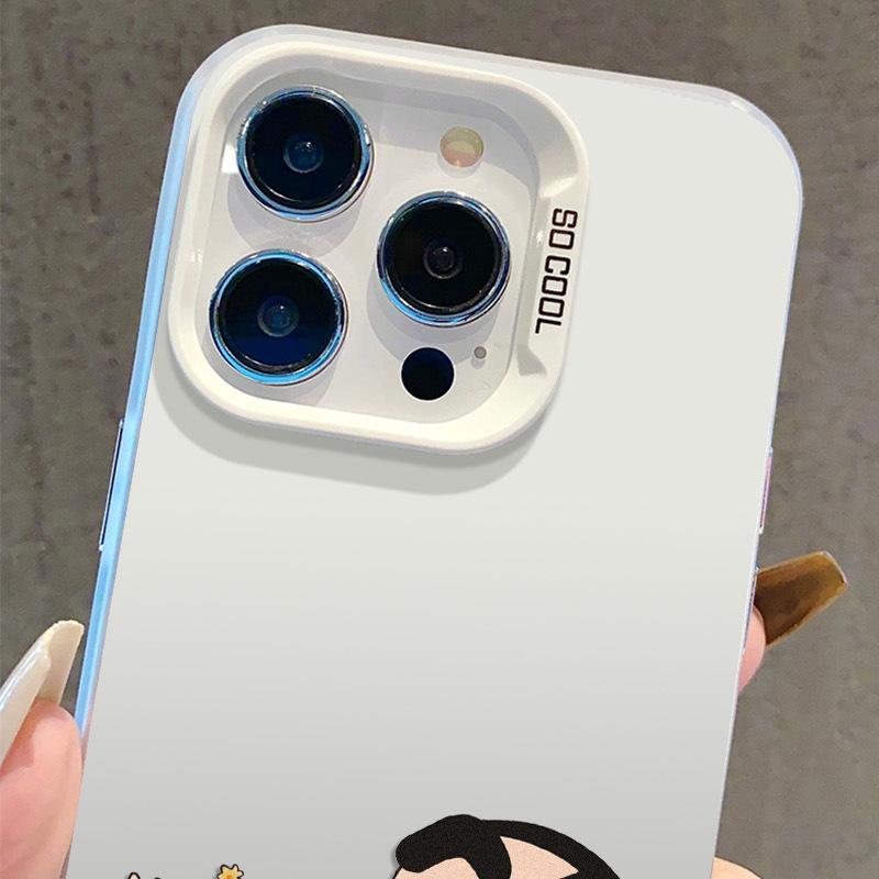 Shin-chan Flowers iPhone Case for 13/14/15/16/17 Pro Max In Silver