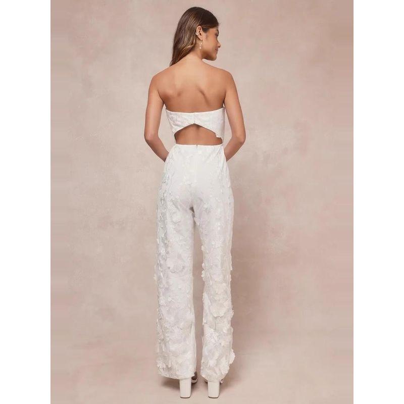 Order Lu's Sexy Gyaru Wrap-around Heavy Industry Three-Dimensional Flowers Pure Desire Slimming European and American Embroidery Royal Sister Jumpsuit