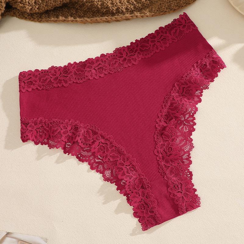 Women‘s Cotton Fabric Panties Sexy Lace Trim High Waist Underwear Solid Color Breathable Bikini Briefs Female Sexy Lingerie New