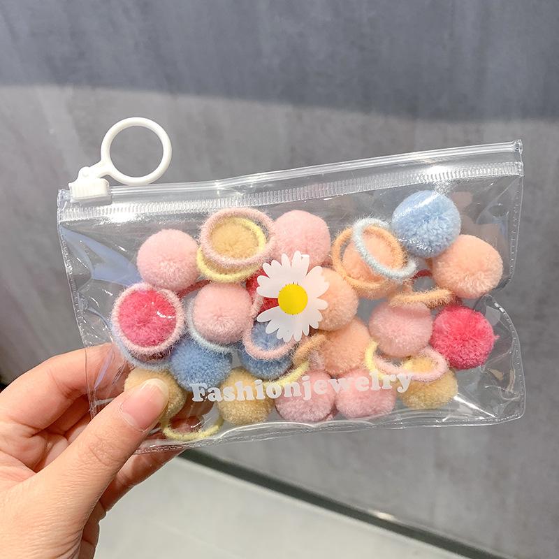 20Pcs Colorful Soft Plush Ball Hair Bands for Girls Kids Elastic Hair Ponytail Ropes Rubber Bands Headwear Hair Accessories Gift