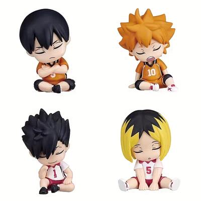 Figuritas Mini de Haikyuu Dormilones Japón Anime Figurita Linda Hinata Shoyo Tobio Kageyama Muñeco Modelo Juguete Coleccionable Adornos de Mesa