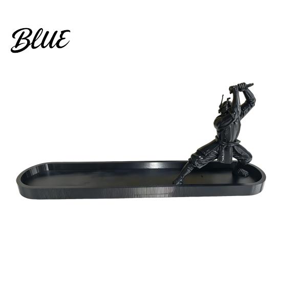 Incense Burner Tray Zen Samurai Ornament Swords for Desk with Ash Style Holder Minimalist Catcher Home Office Decor