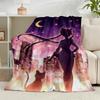 1PC Lunar Cat Magic Night Flannel Blanket Gift, Suitable for Both Men And Women, Soft Ideal for Beds And Sofa, Birthday Or Christmas Gift