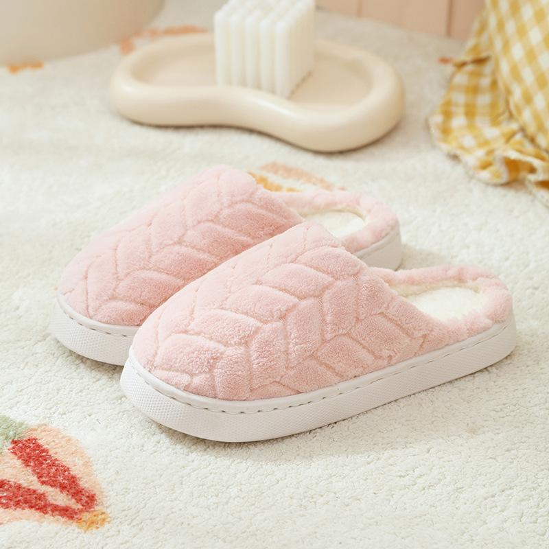 New simple non-slip cotton slippers women's autumn and winter parent-child indoor home children's plush slippers men