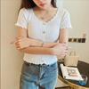 Summer Women Fashion Slim Short Sleeve T-shirt Knitted Elastic Short Tops