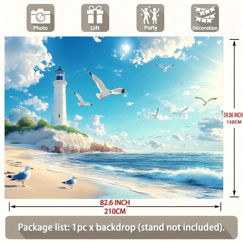 One party banner a coastal style lighthouse beach scene background decoration backdrop photo prop polyester banner decoration