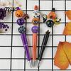 Handmade Wooden Writing Pens 6PCS Halloween Beadable Pen Kit, DIY Ballpoint with Pumpkin Witch Unique Ghost Theme Beads, Creative Smooth for