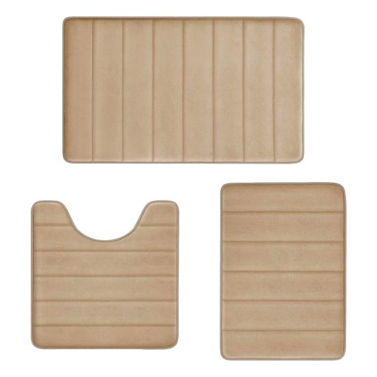 3Pcs/Set Bath Rug Anti-Slip Bathroom Floor Mat U-Shaped Toilet Rug Absorbent Rectangular Mat for Bathroom Sink Shower Door