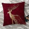 Kissenbezug Abnehmbares Waschbares Design Weicher Atmungsaktiver Stoff 2D Sika Hirsch Muster Kissenbezug Vielseitige Heimdekoration