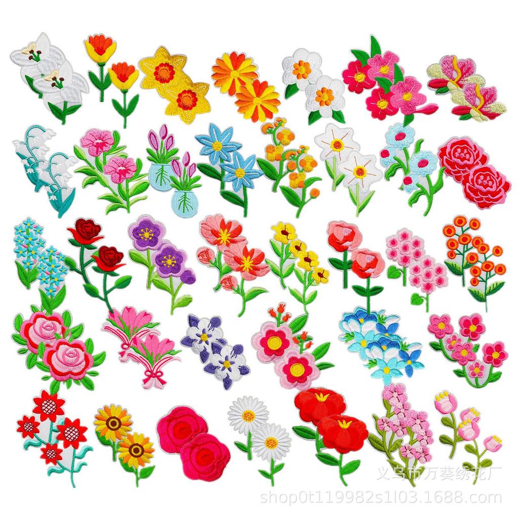 Small Daisy Embroidery Cloth Sticker Cartoon Peony Flower Bag Decoration Computer Embroidery Beautiful Small Red Flower Patch Ironing