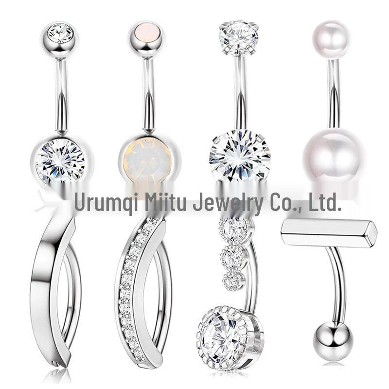 9-Piece Belly Button Ring Set: Versatile Fashion Navel Piercing Jewelry