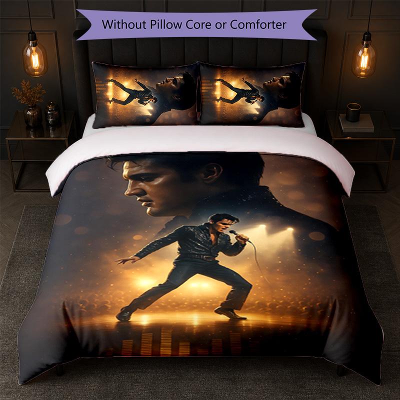 Elvis Presley Print 3Pcs Duvet Cover Set 1 Duvet Cover and 2 Pillowcases Soft Bed Linen For Household Bedroom